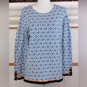 Talbots NWOT Gold anchor Buttons Preppy Top w/grosgrain ribbon trim